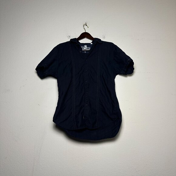 Y2K Guess Indie Button Up Casual Shirt Men L Black Goth Punk Streetwear Western - Picture 1 of 12